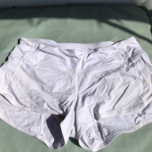 Lululemon speed shorts white, size 6